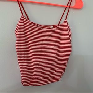 Red and White Stripped Tank Crop Top